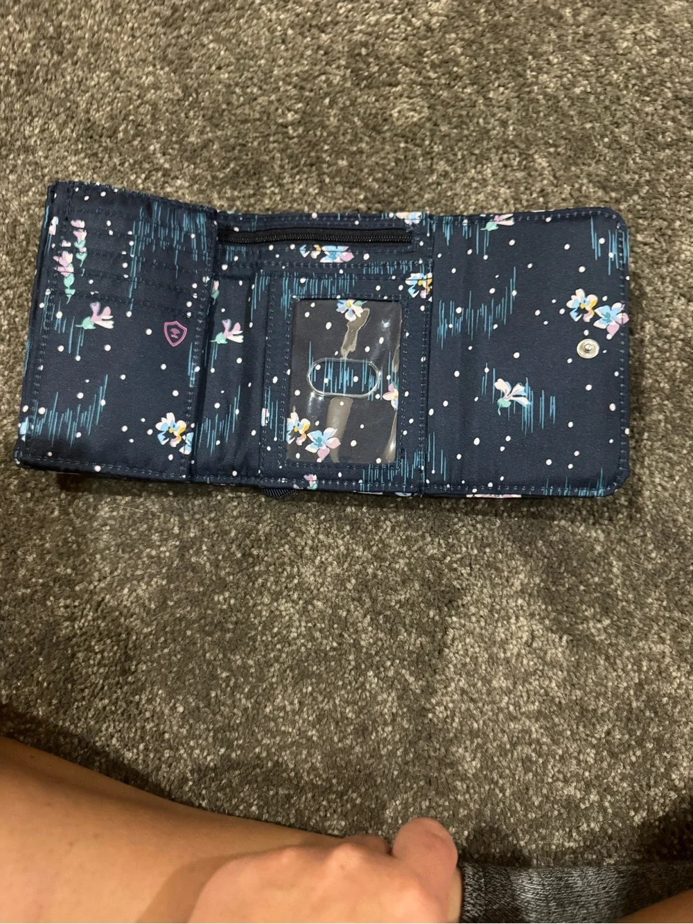Vera Bradley Navy Floral Compact Wallet with Pastel Blooms - Picture 6 of 6